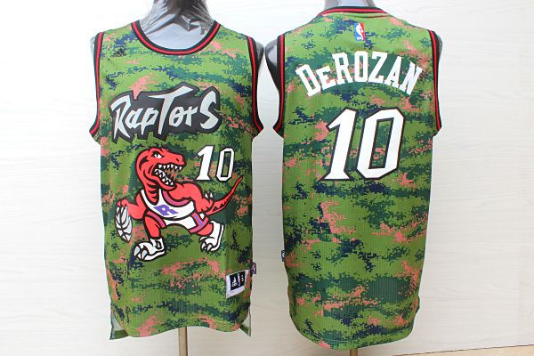 Men Toronto Raptors 10 Derozan Camo green Adidas NBA Jerseys